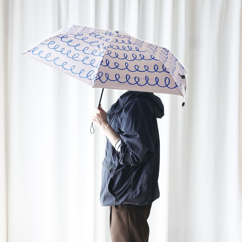 押絵　展示会作品　童と雨傘 雨傘 甲州織 裏格子 金骨 ワンタッチ式 職人手作り 日本製
